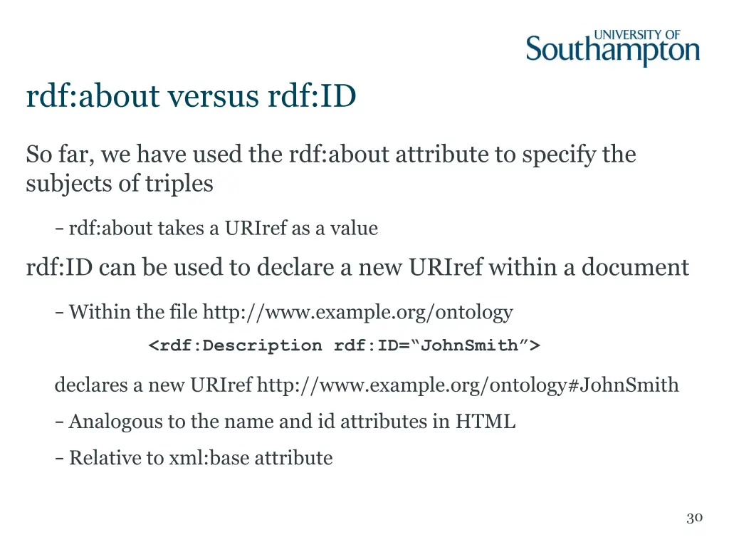 rdf about versus rdf id