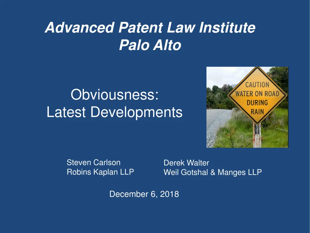 advanced patent law institute palo alto