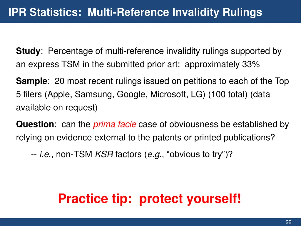 ipr statistics multi reference invalidity rulings