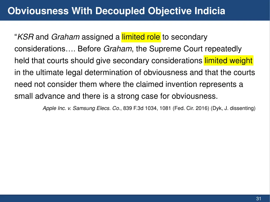 obviousness with decoupled objective indicia 2