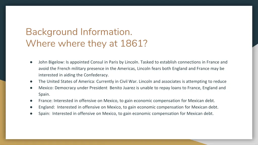 background information where where they at 1861