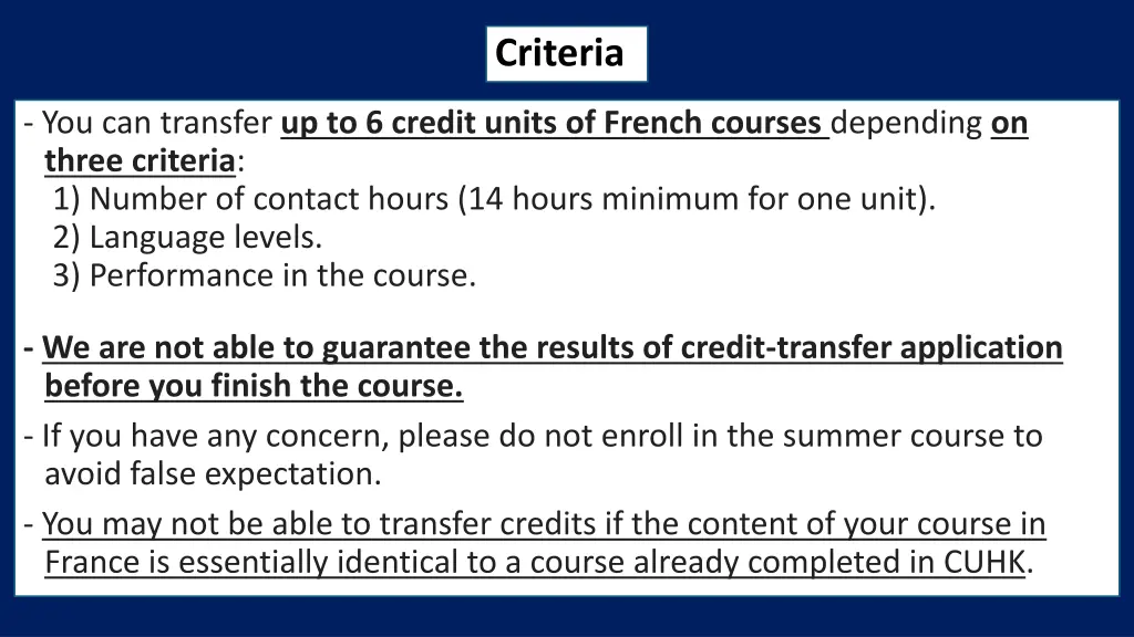 criteria