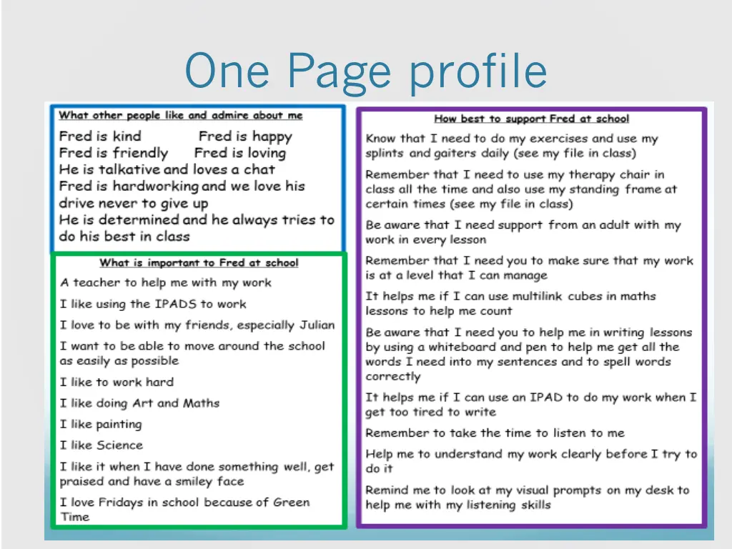 one page profile
