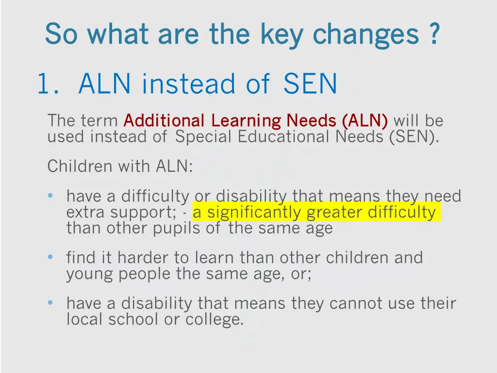 so what are the key changes so what