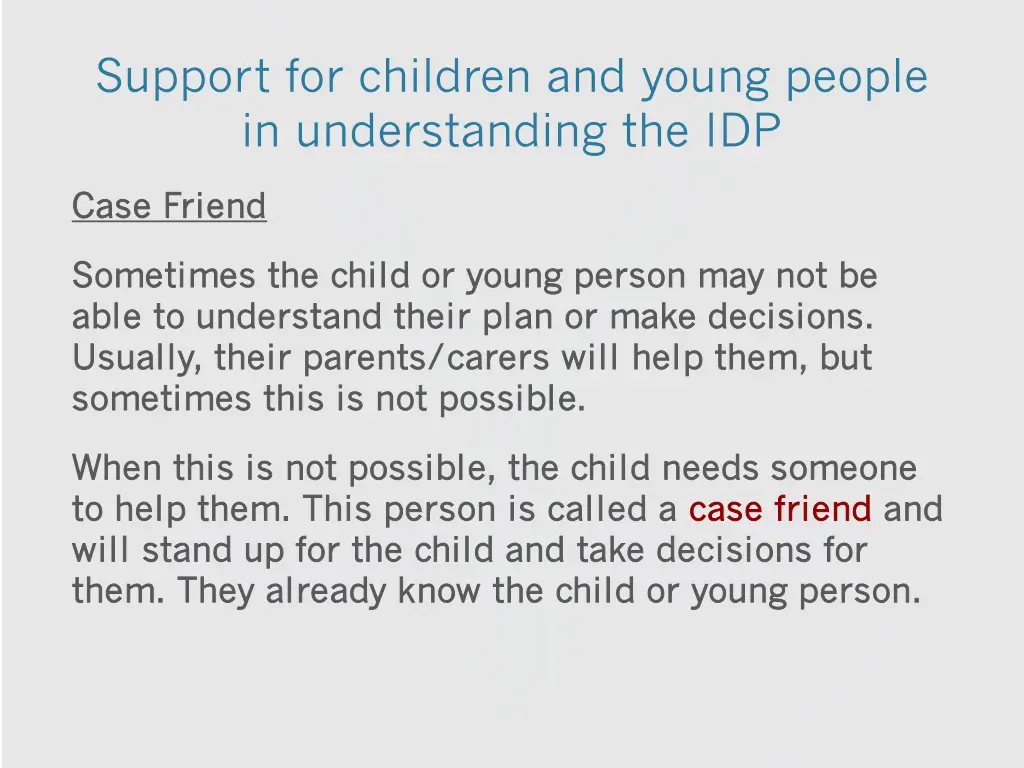 support for children and young people
