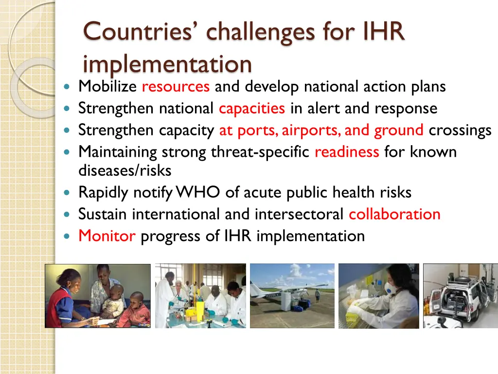 countries challenges for ihr implementation