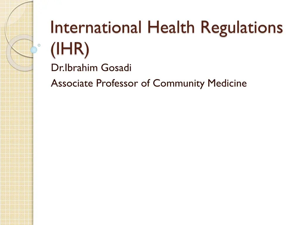 international health regulations ihr dr ibrahim