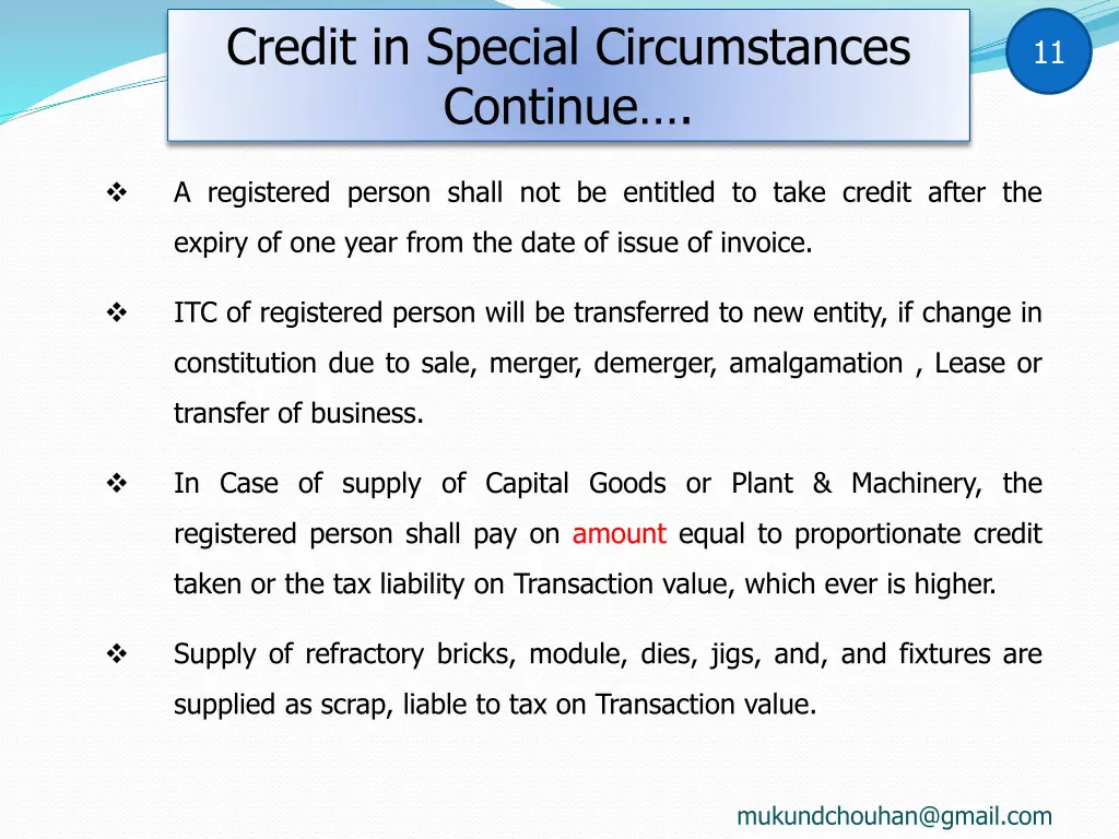 credit in special circumstances continue