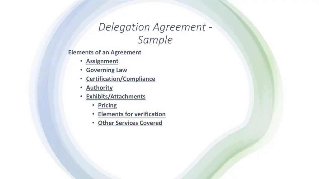 delegation agreement sample elements