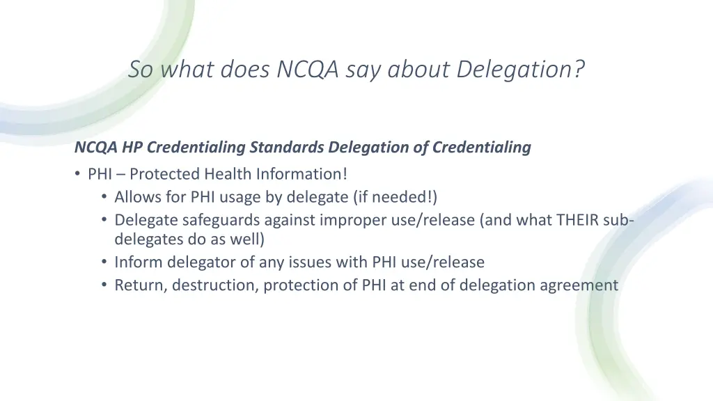 so what does ncqa say about delegation 2