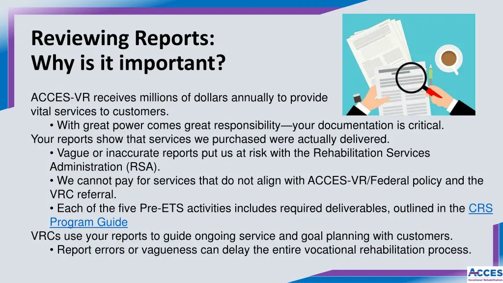 reviewing reports why is it important