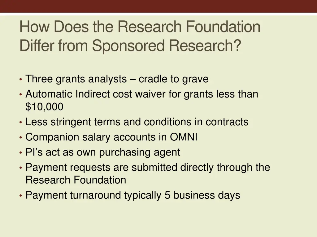 how does the research foundation differ from