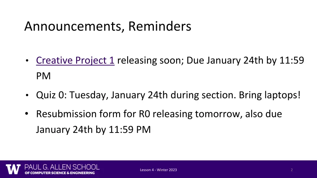 announcements reminders