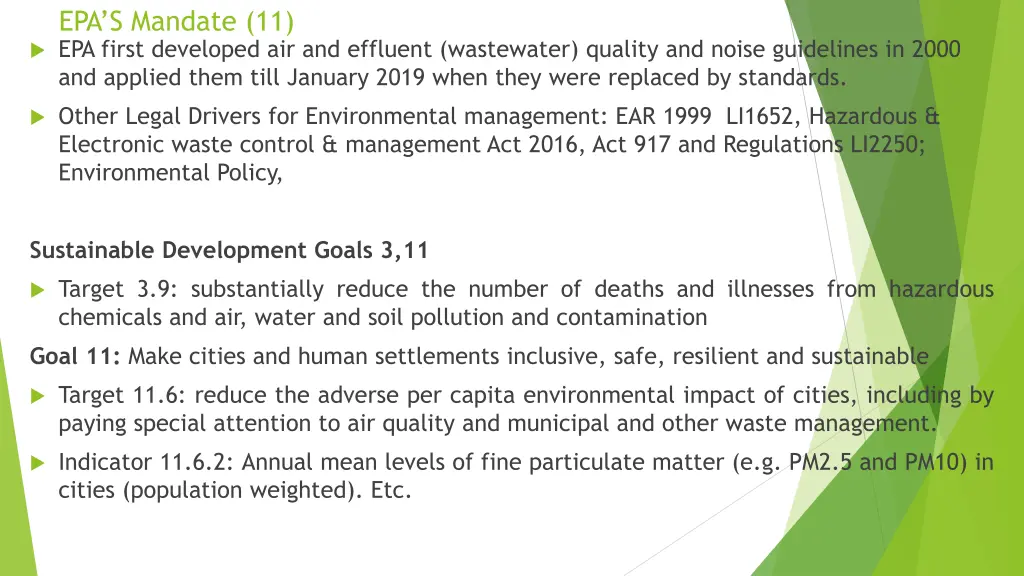 epa s mandate 11 epa first developed