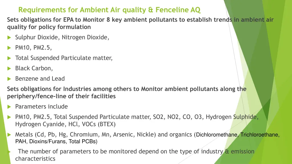 requirements for ambient air quality fenceline