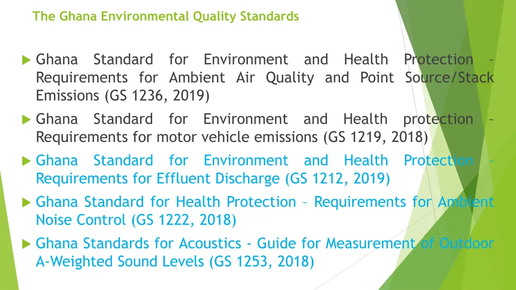 the ghana environmental quality standards