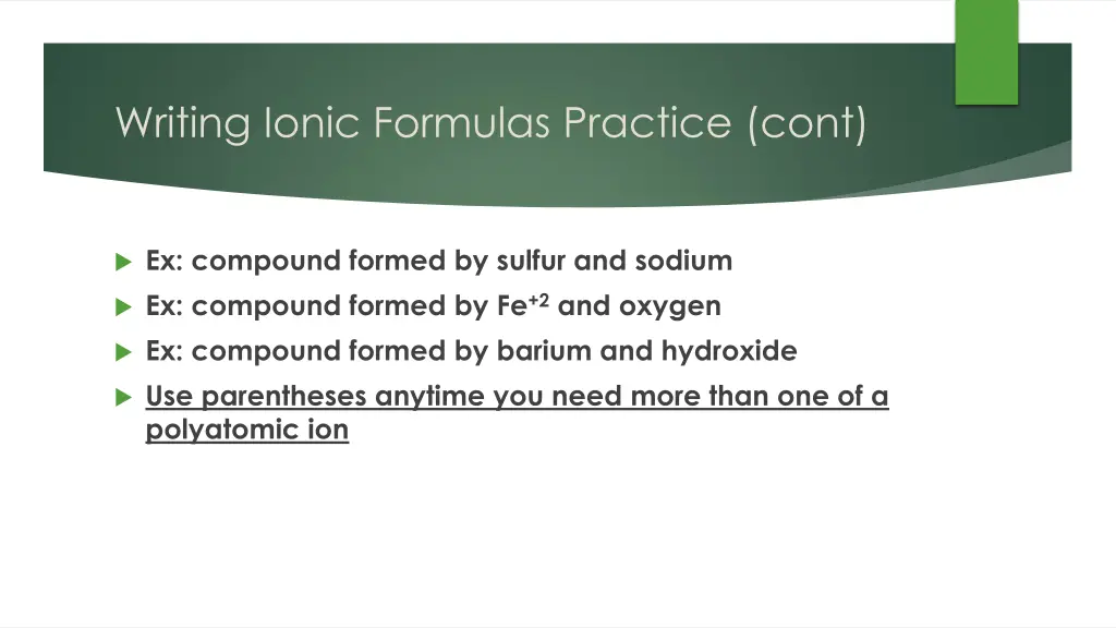 writing ionic formulas practice cont