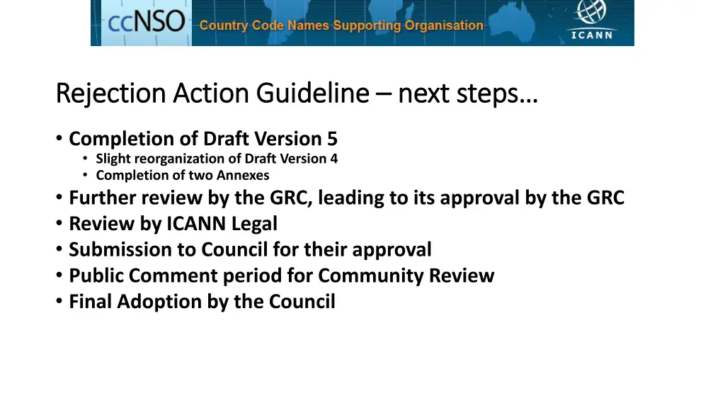 rejection action guideline rejection action