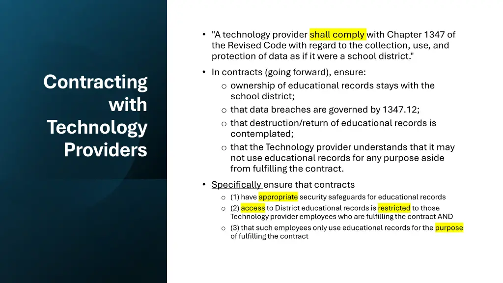 a technology provider shall comply with chapter