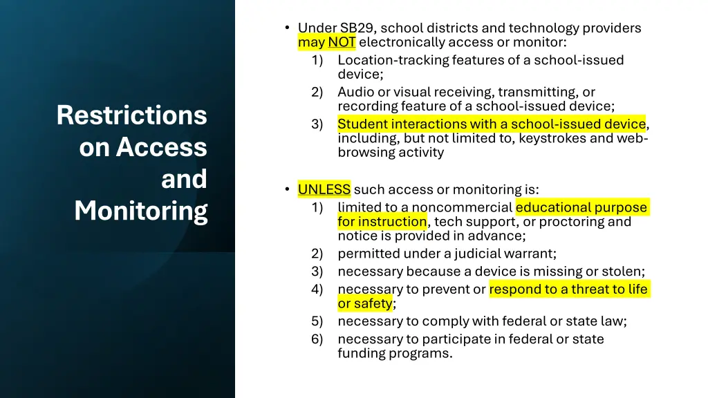 under sb29 school districts and technology
