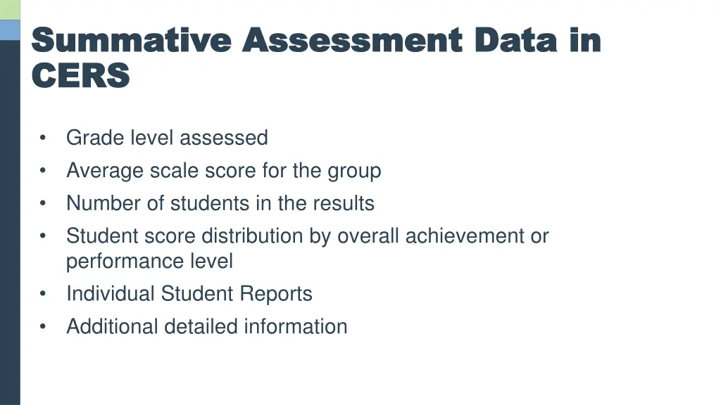 summative assessment data in summative assessment