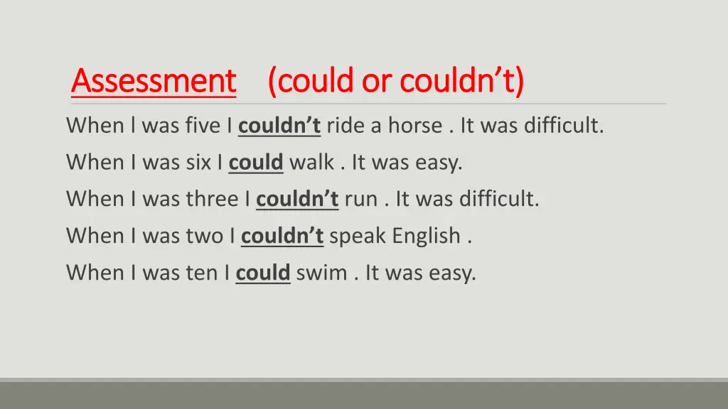 assessment assessment could or couldn could 1