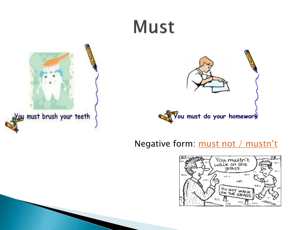 negative form must not m ustn t