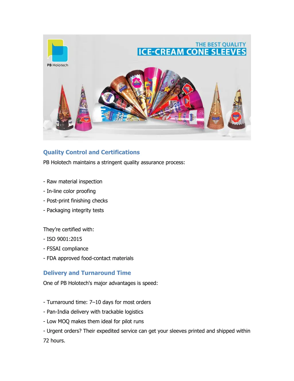 quality control and certifications