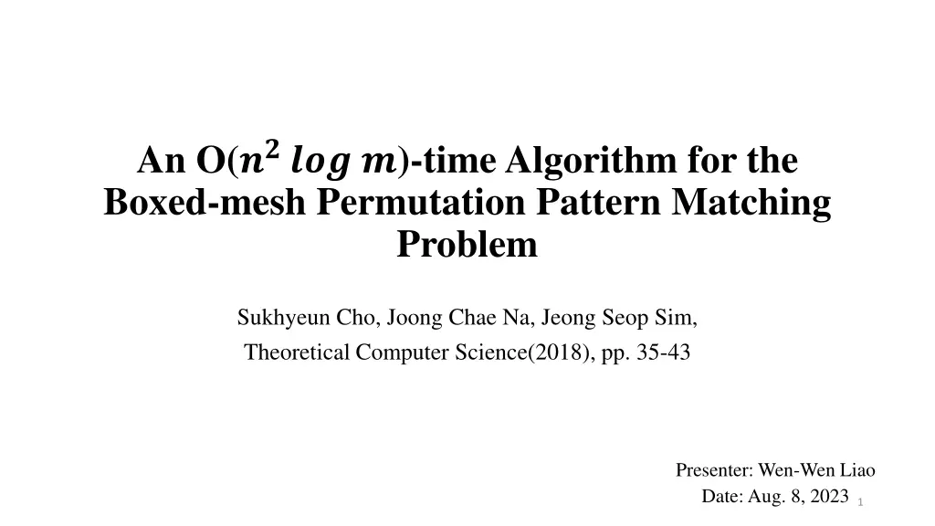 an o time algorithm for the boxed mesh