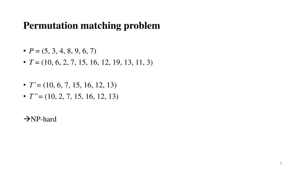 permutation matching problem