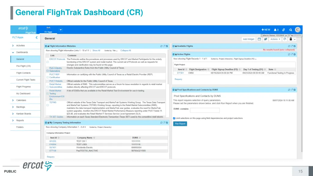 general flightrak dashboard cr