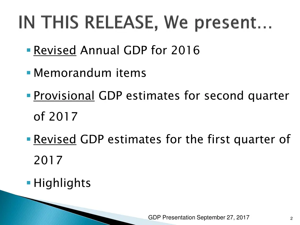 revised annual gdp for 2016 memorandum items