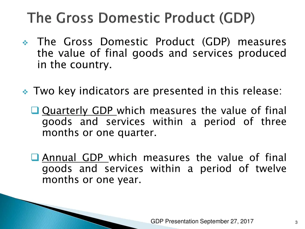 the gross domestic product gdp measures the value