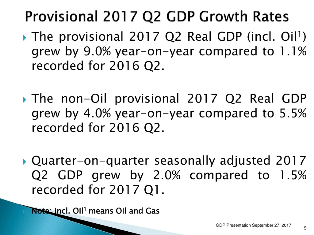 the provisional 2017 q2 real gdp incl oil 1 grew