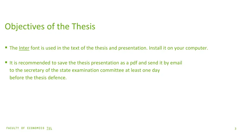 objectives of the thesis