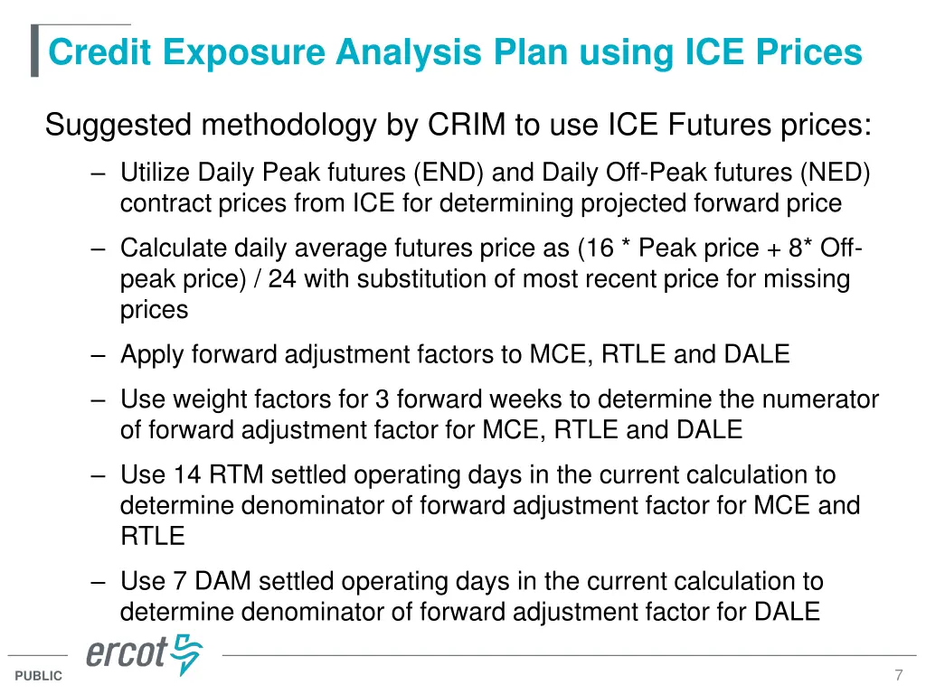 credit exposure analysis plan using ice prices 5
