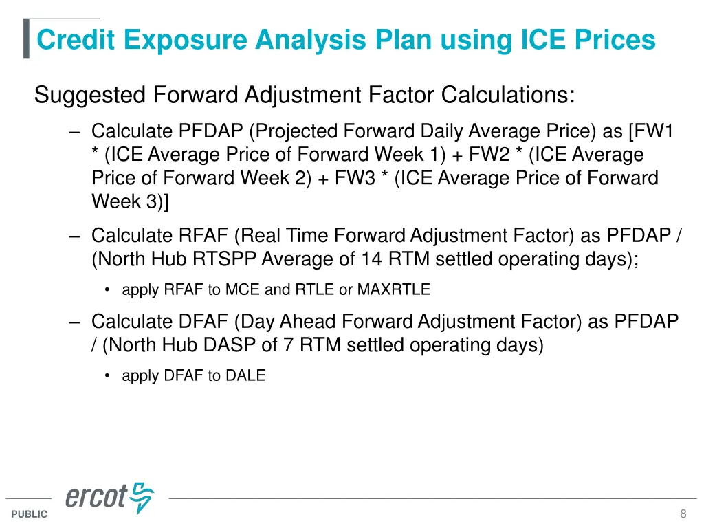 credit exposure analysis plan using ice prices 6