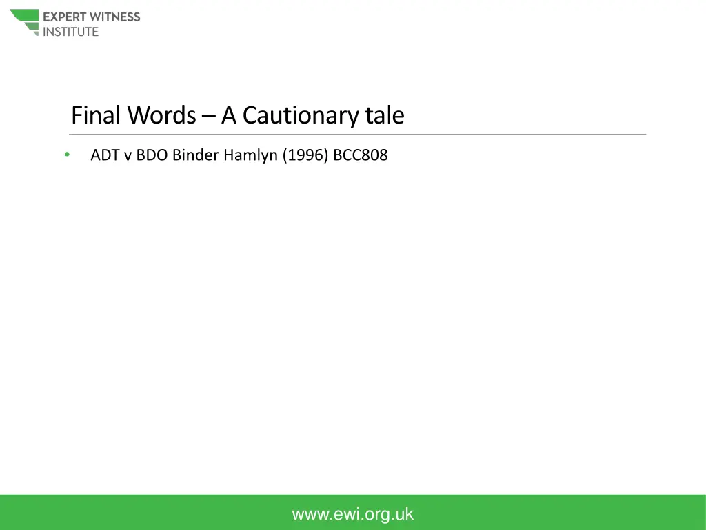 final words a cautionary tale