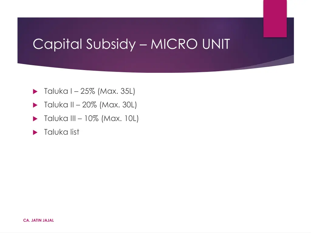 capital subsidy micro unit