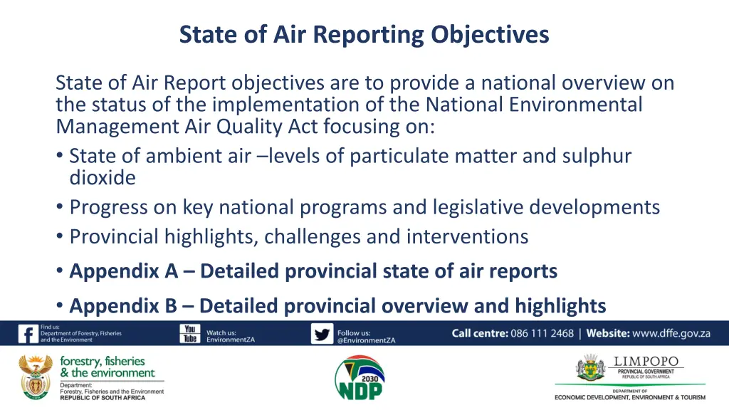 state of air reporting objectives