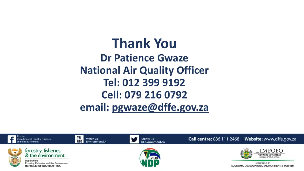 thank you dr patience gwaze national air quality