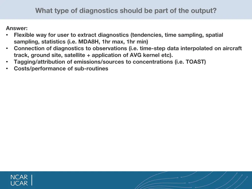 what type of diagnostics should be part
