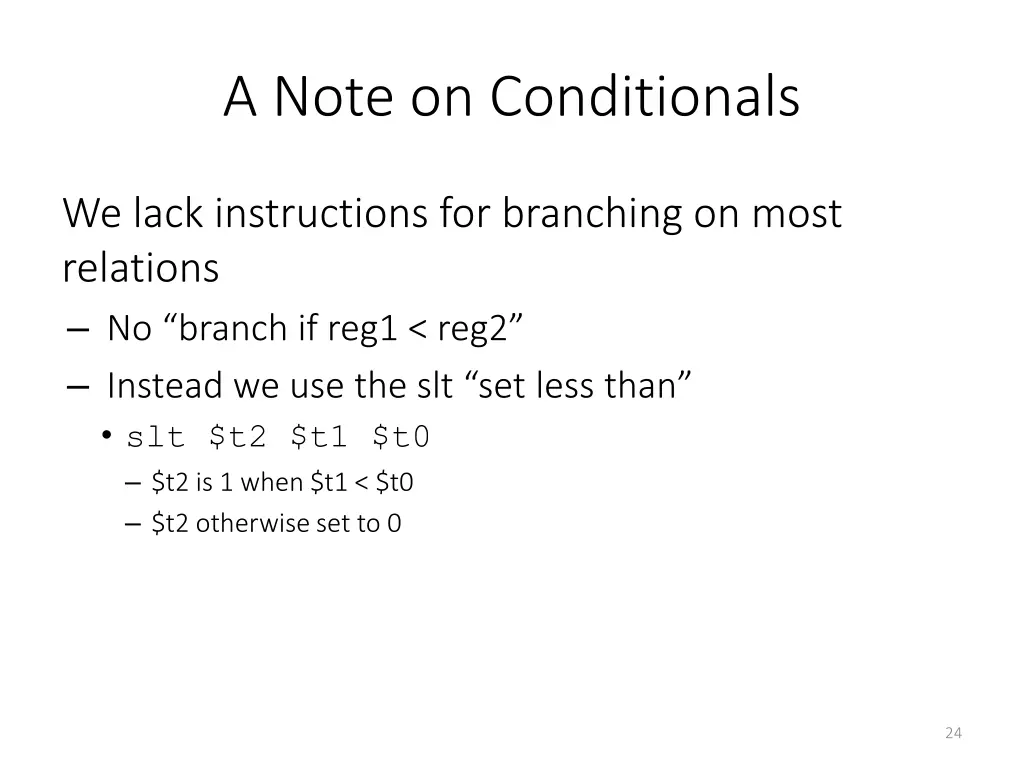a note on conditionals