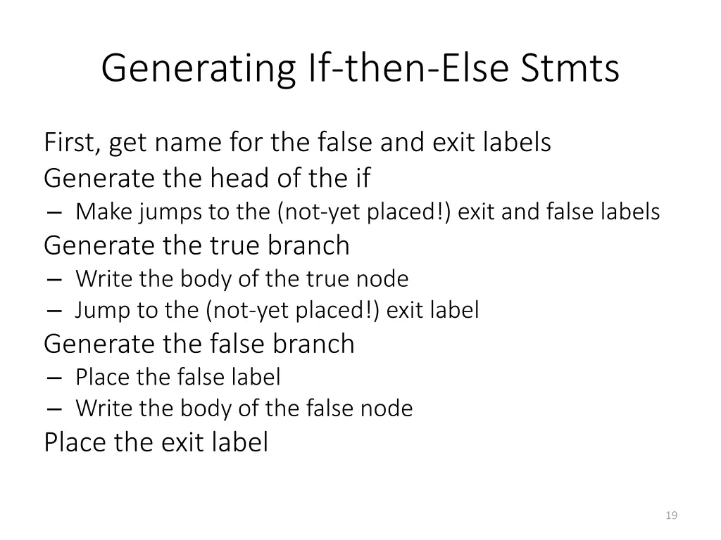 generating if then else stmts