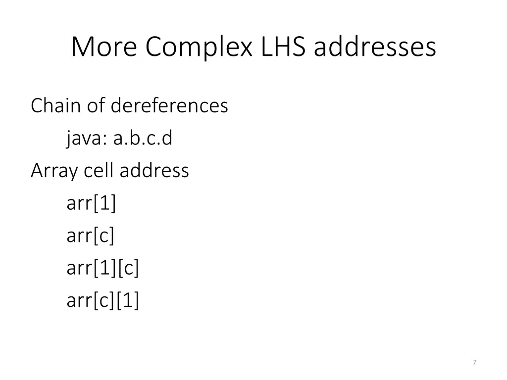 more complex lhs addresses