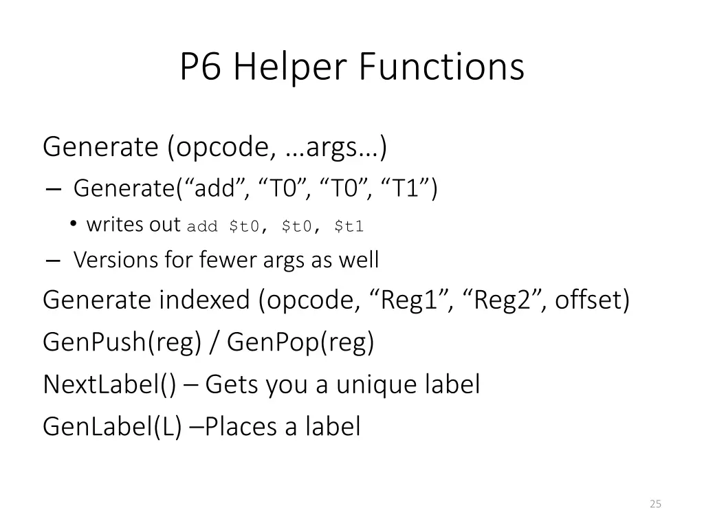 p6 helper functions
