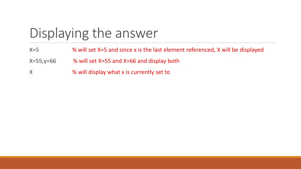 displaying the answer
