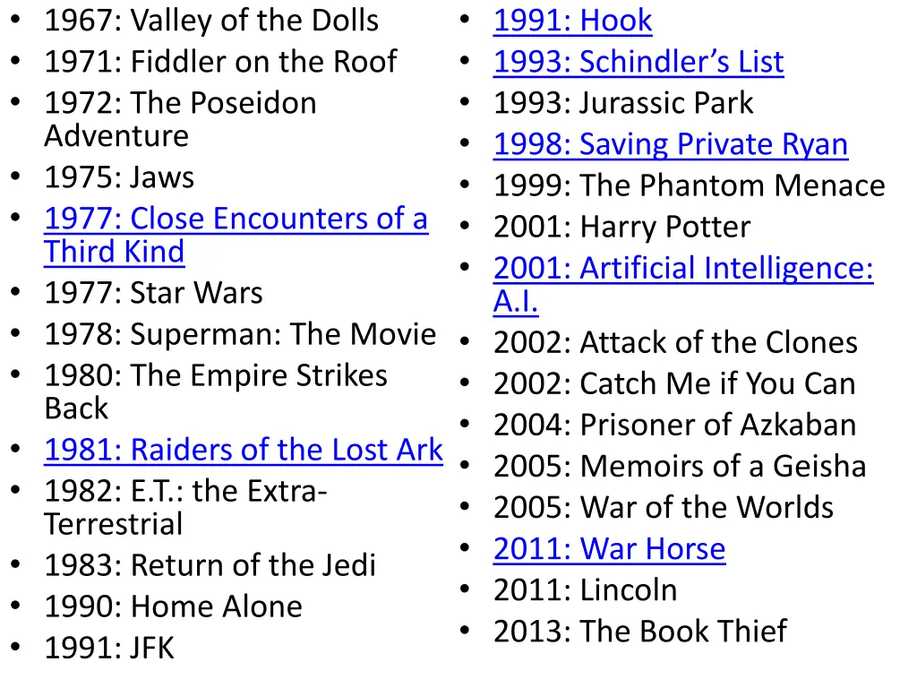 1967 valley of the dolls 1971 fiddler on the roof