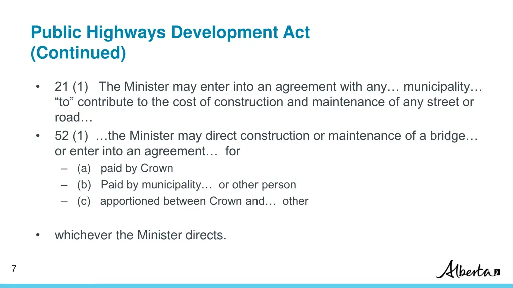 public highways development act continued