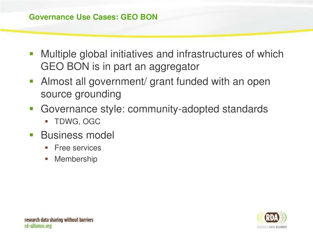 governance use cases geo bon